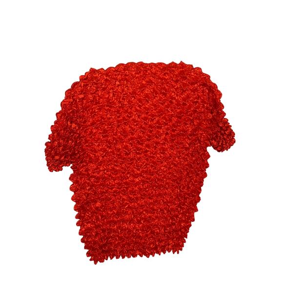 Y2K Red Stretch Magic Scarf Shirt One Size Sexy Glam Short Sleeve Top Clubwear - Picture 2 of 3